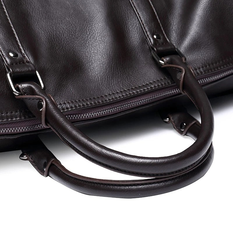 Large Leather Travel Duffel Bag with Adjustable Shoulder Strap