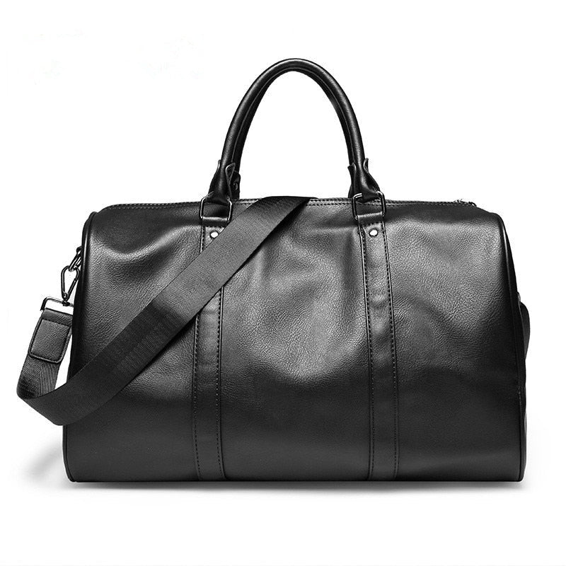 Large Leather Travel Duffel Bag with Adjustable Shoulder Strap