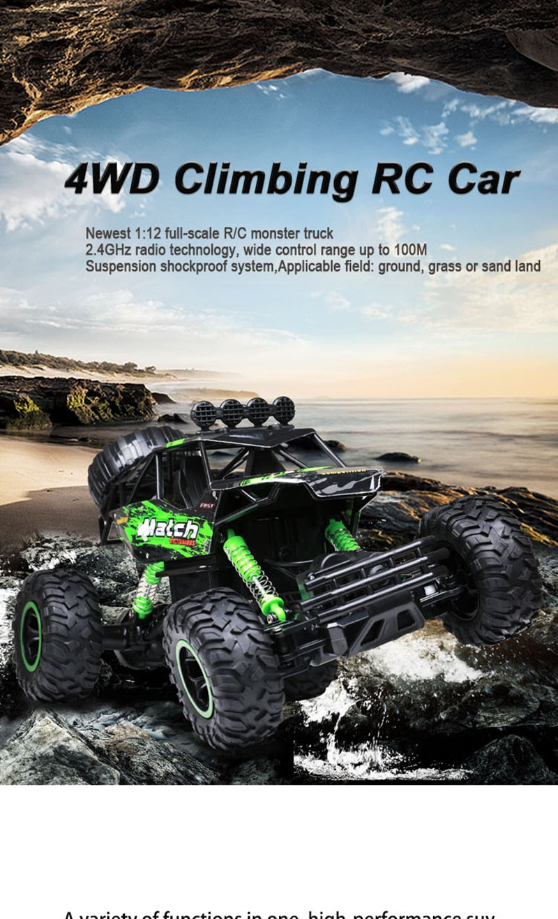 4x4 Remote Control Monster Truck with Shock Absorbing Suspension