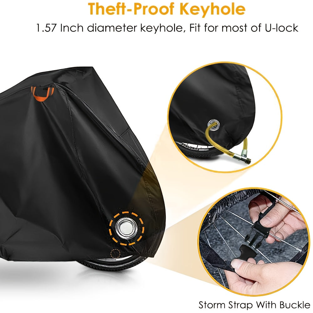 Water-Resistant Black Nylon Bicycle Cover for All Seasons