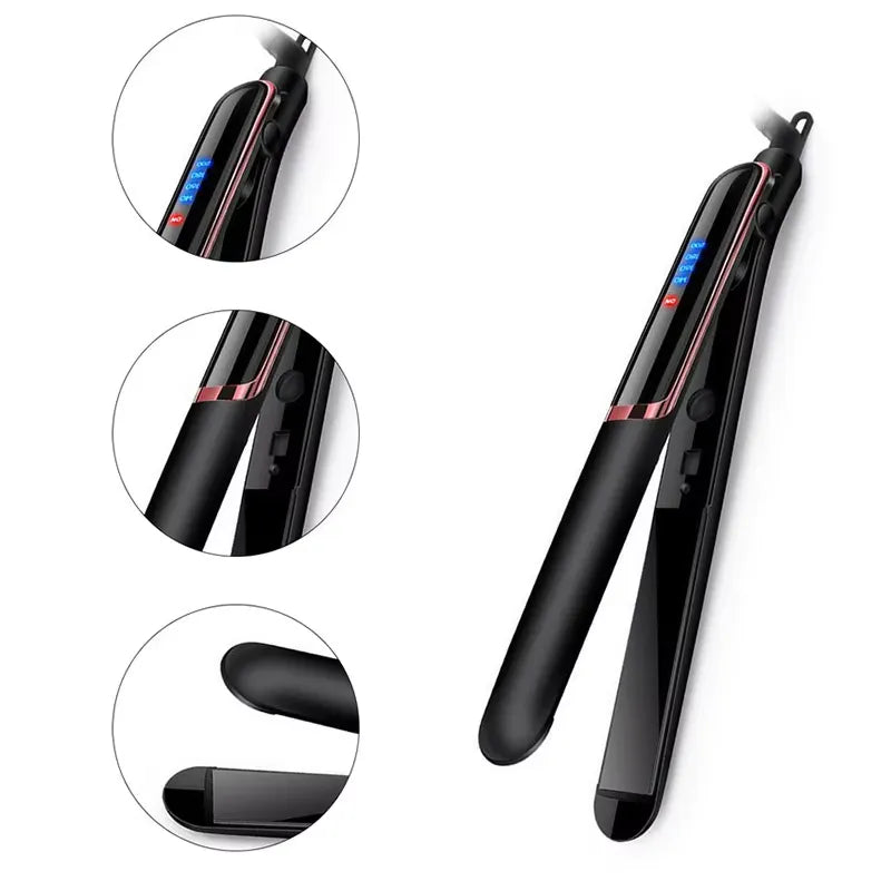 Ionic Flat Iron with LCD Temperature Control for Smooth Frizz-Free Hair