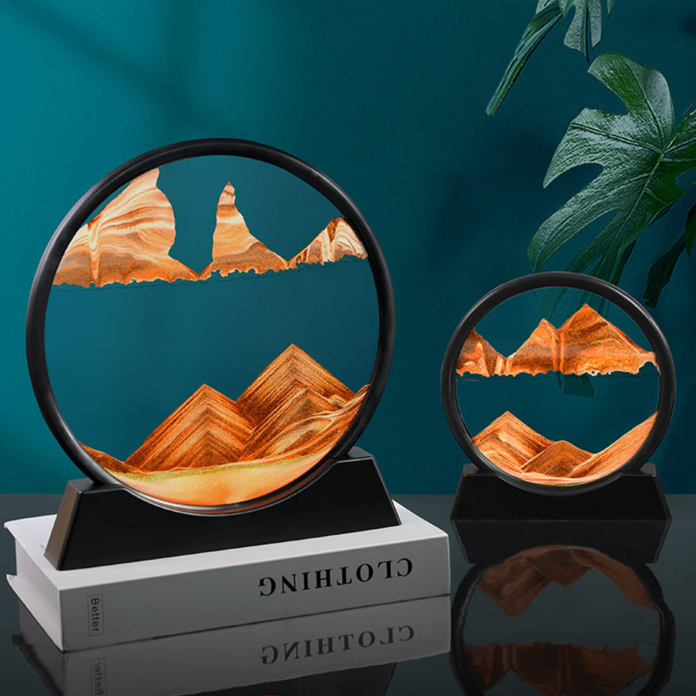3D Moving Sand Art Glass Sculpture for Calming Home Decor