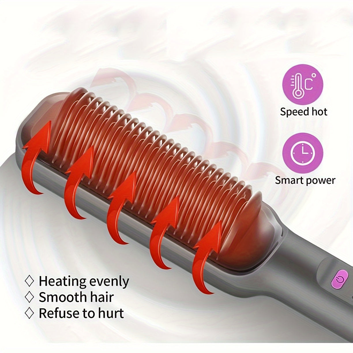 Professional Straightening and Curling Comb with Anti-Burn Protection