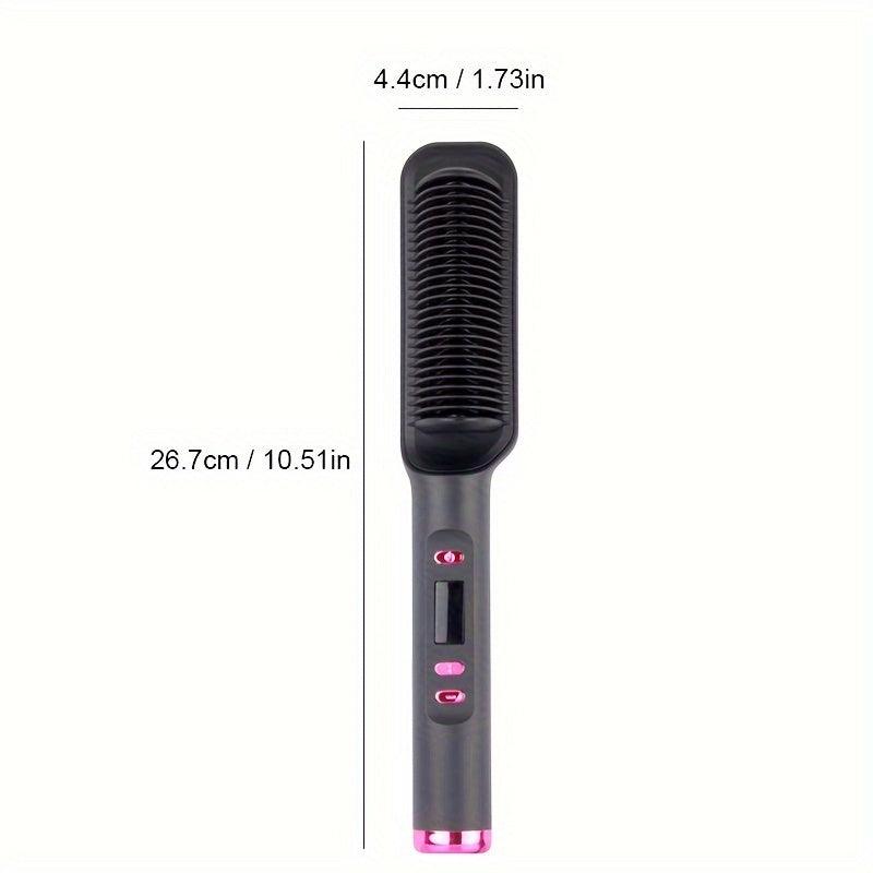Professional Straightening and Curling Comb with Anti-Burn Protection