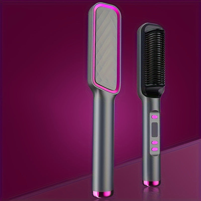Professional Straightening and Curling Comb with Anti-Burn Protection