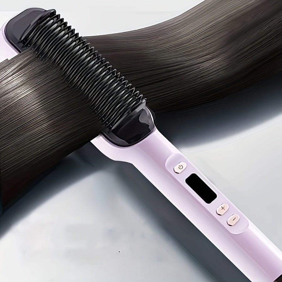Professional Straightening and Curling Comb with Anti-Burn Protection