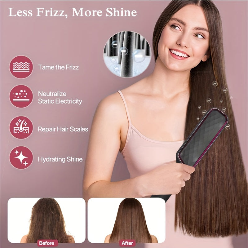 Professional Straightening and Curling Comb with Anti-Burn Protection