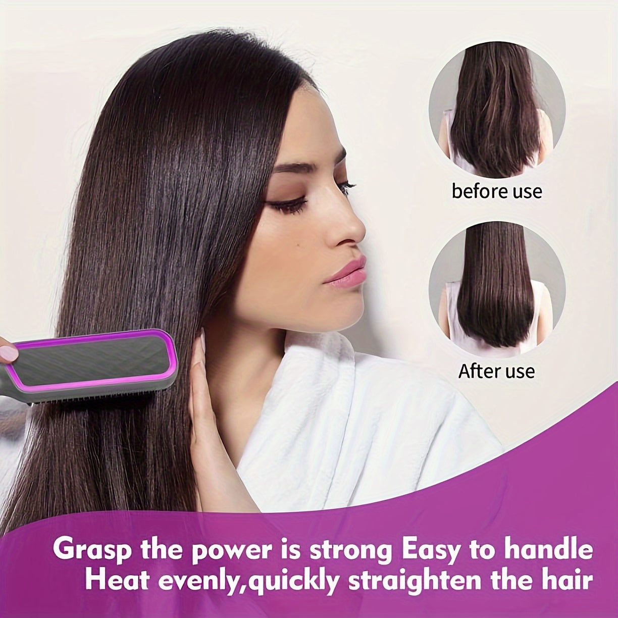 Professional Straightening and Curling Comb with Anti-Burn Protection