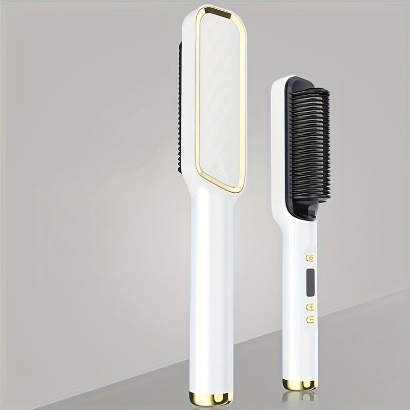 Professional Straightening and Curling Comb with Anti-Burn Protection