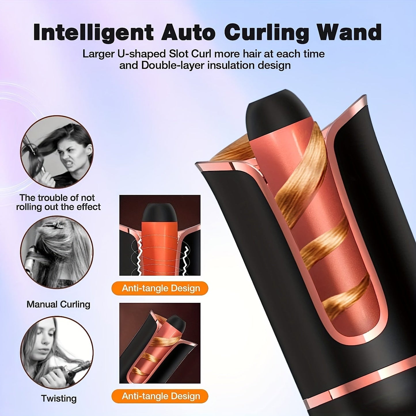 Automatic Curling Iron with Anti-Scald Feature and Gentle Heat