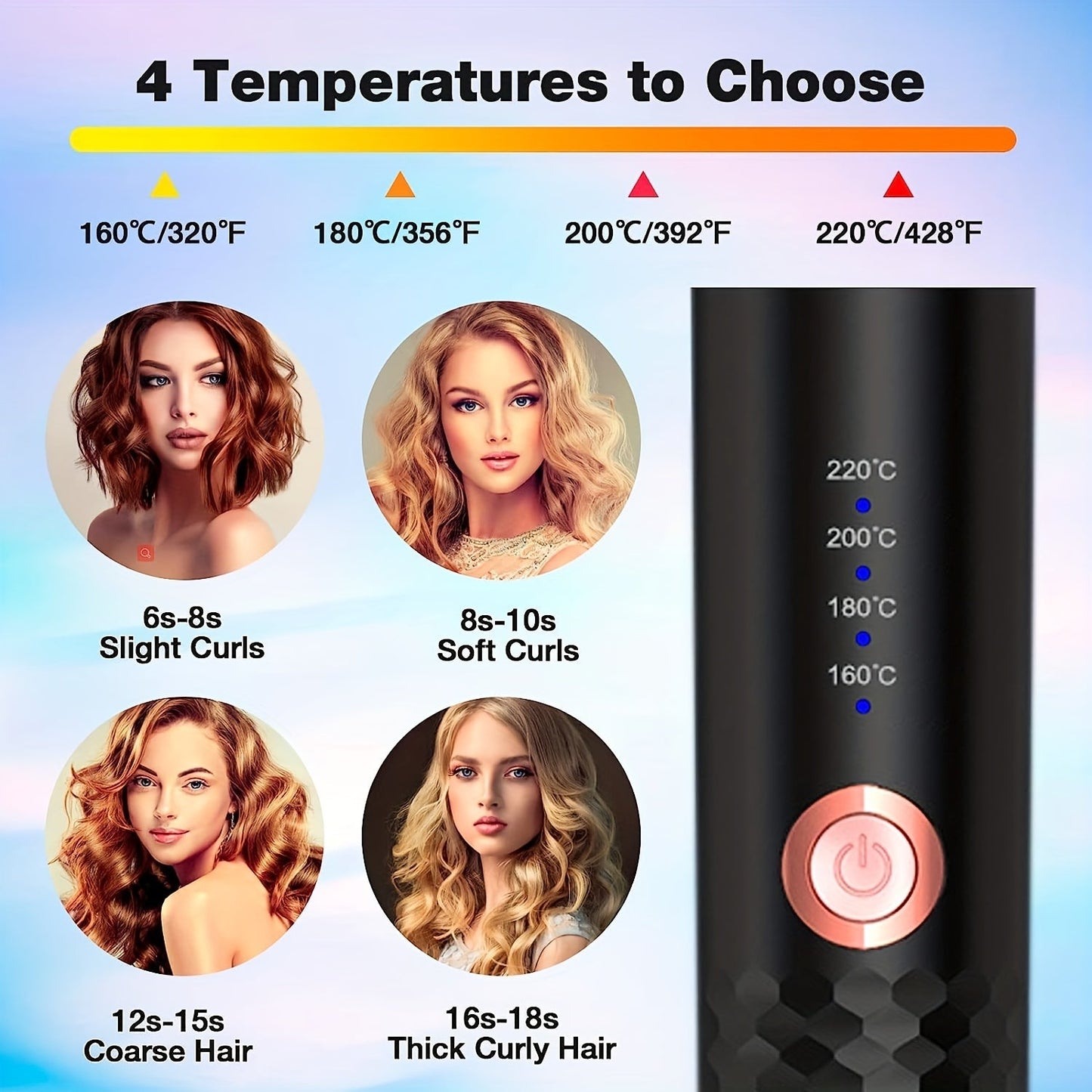 Automatic Curling Iron with Anti-Scald Feature and Gentle Heat