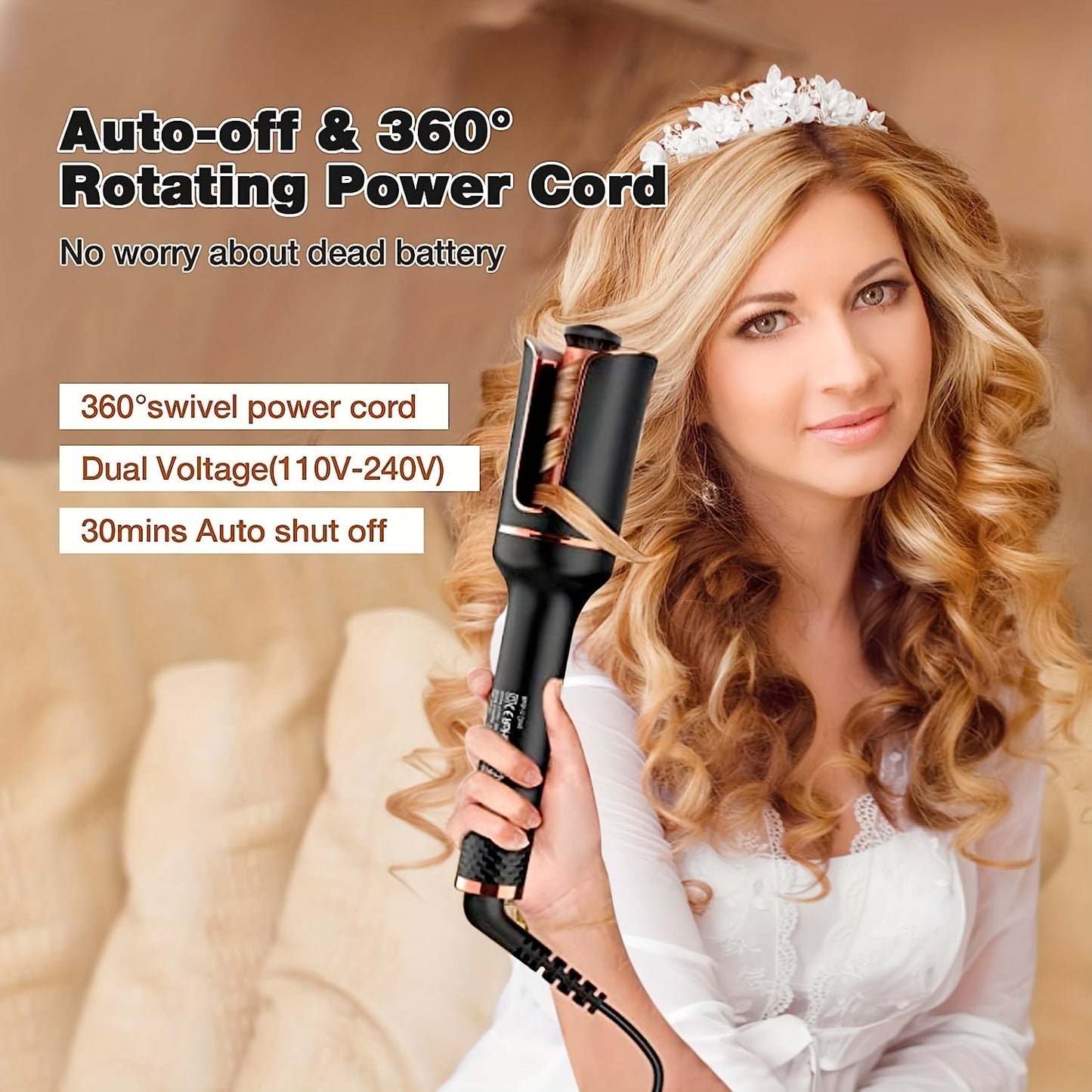 Automatic Curling Iron with Anti-Scald Feature and Gentle Heat