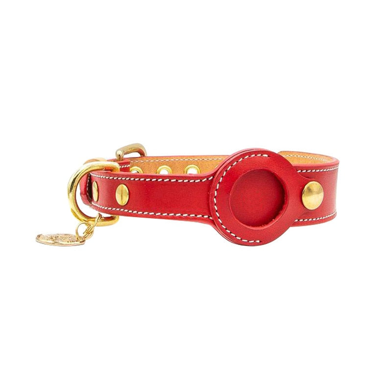 Genuine Leather AirTag Collar for Pets