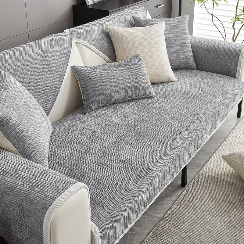 Chenille Anti-Scratch Sofa Cover with Non-Slip Base