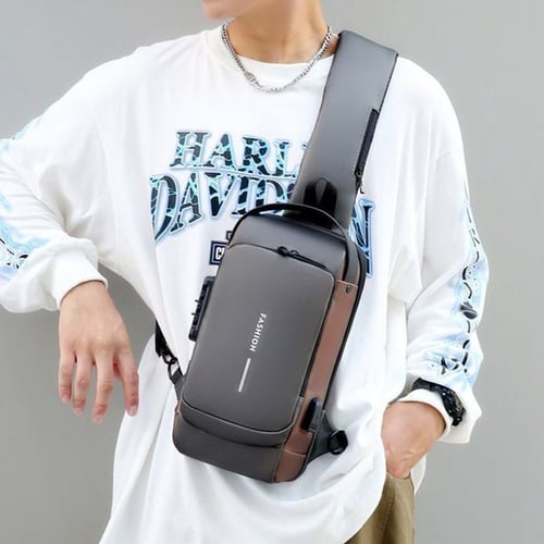 Anti-Theft Crossbody Bag with USB Charging Port - Stylish Patent Leather