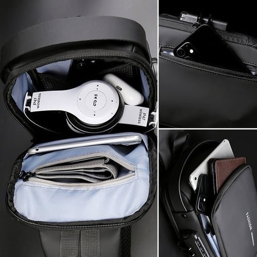 Anti-Theft Crossbody Bag with USB Charging Port - Stylish Patent Leather