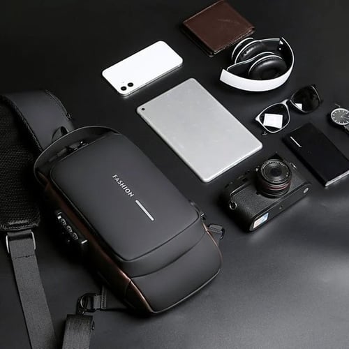Anti-Theft Crossbody Bag with USB Charging Port - Stylish Patent Leather