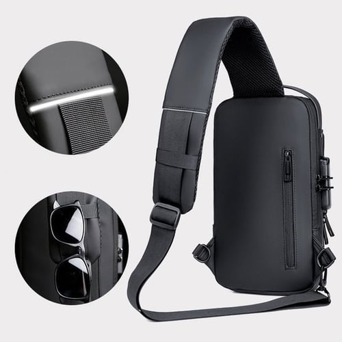Anti-Theft Crossbody Bag with USB Charging Port - Stylish Patent Leather