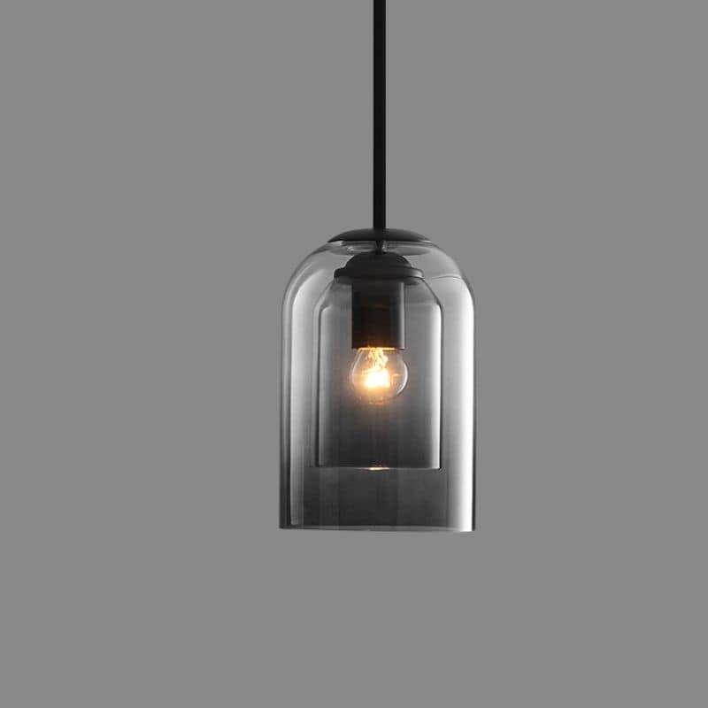 Double Glass Pendant Light in Smoke Grey and Rust