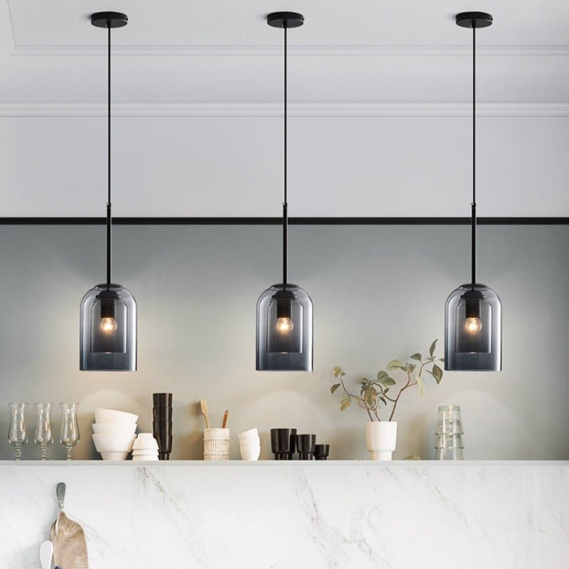 Double Glass Pendant Light in Smoke Grey and Rust