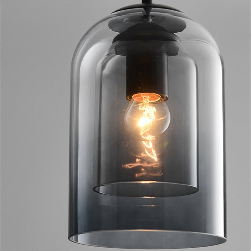 Double Glass Pendant Light in Smoke Grey and Rust