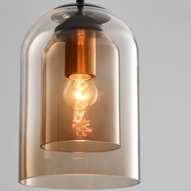 Double Glass Pendant Light in Smoke Grey and Rust