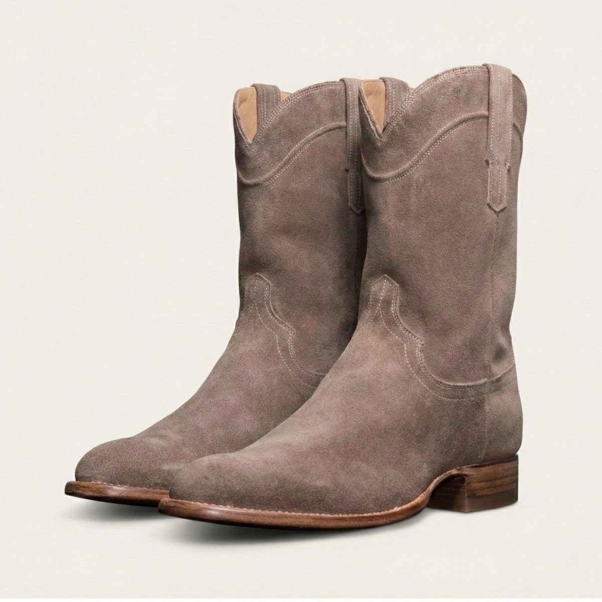 High-Top Suede Cowboy Boots for Men