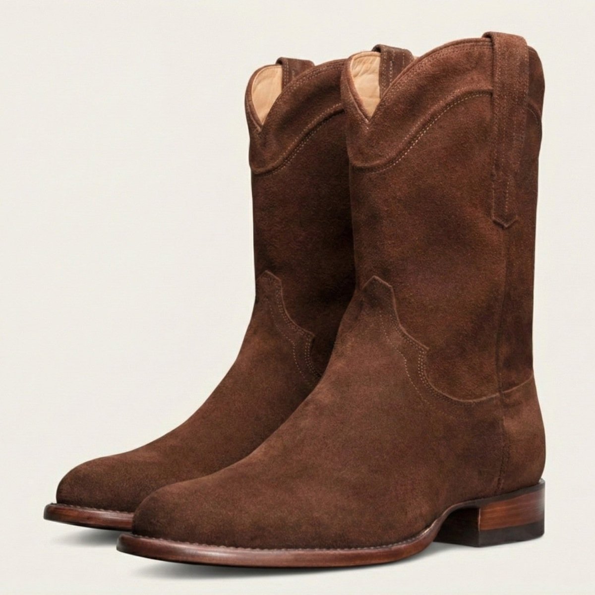 High-Top Suede Cowboy Boots for Men