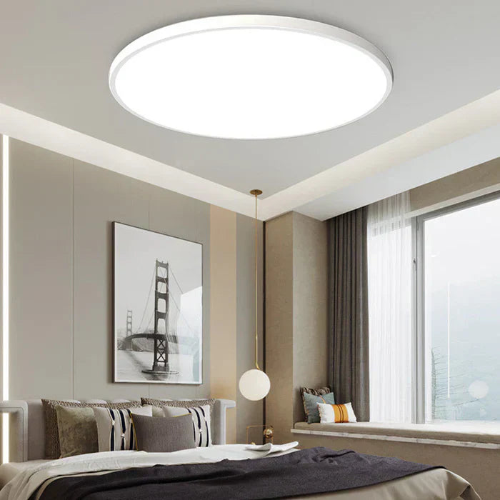 Modern Round LED Ceiling Light in White and Black Metal