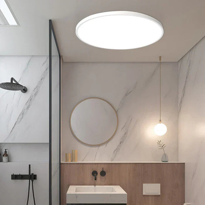 Modern Round LED Ceiling Light in White and Black Metal