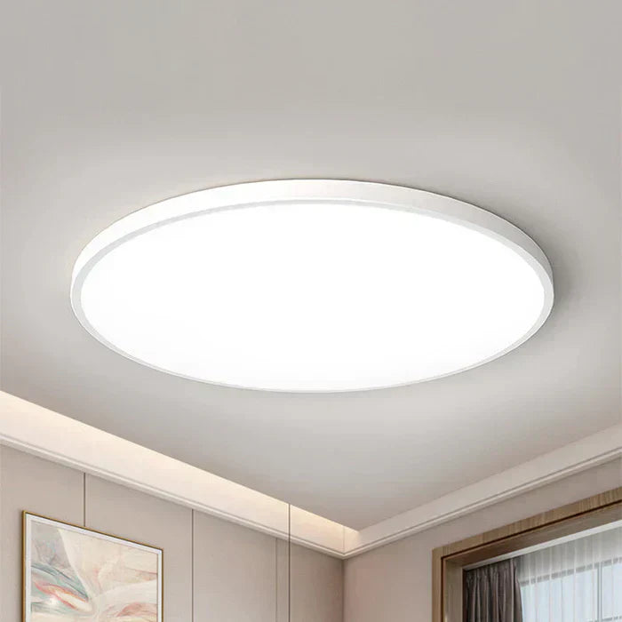 Modern Round LED Ceiling Light in White and Black Metal
