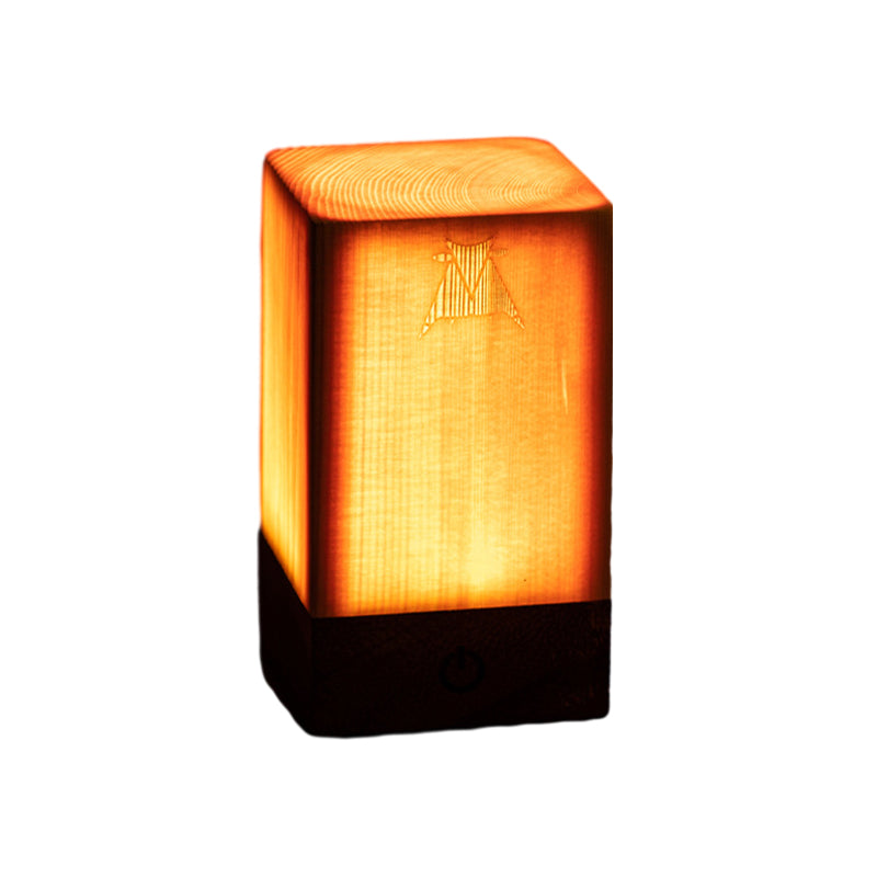 Rechargeable Touch Control LED Table Lamp - Wood Grain Design