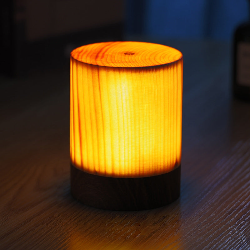 Rechargeable Touch Control LED Table Lamp - Wood Grain Design