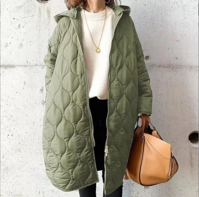 Insulated Women's Winter Jacket with Stylish Rhombus Pattern