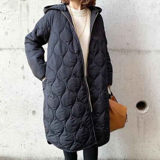 Insulated Women's Winter Jacket with Stylish Rhombus Pattern