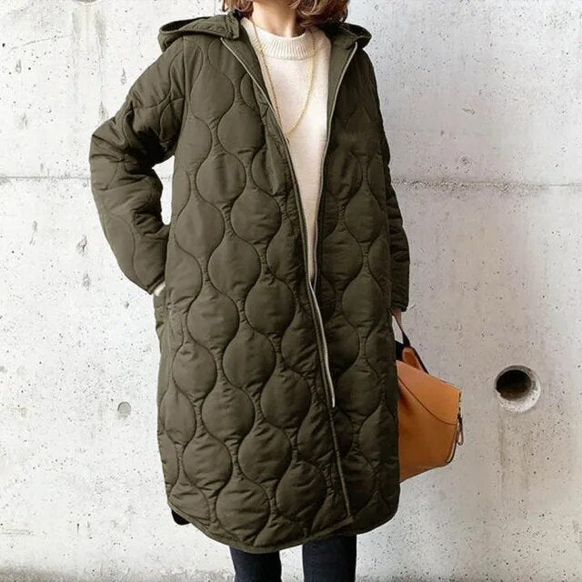 Insulated Women's Winter Jacket with Stylish Rhombus Pattern