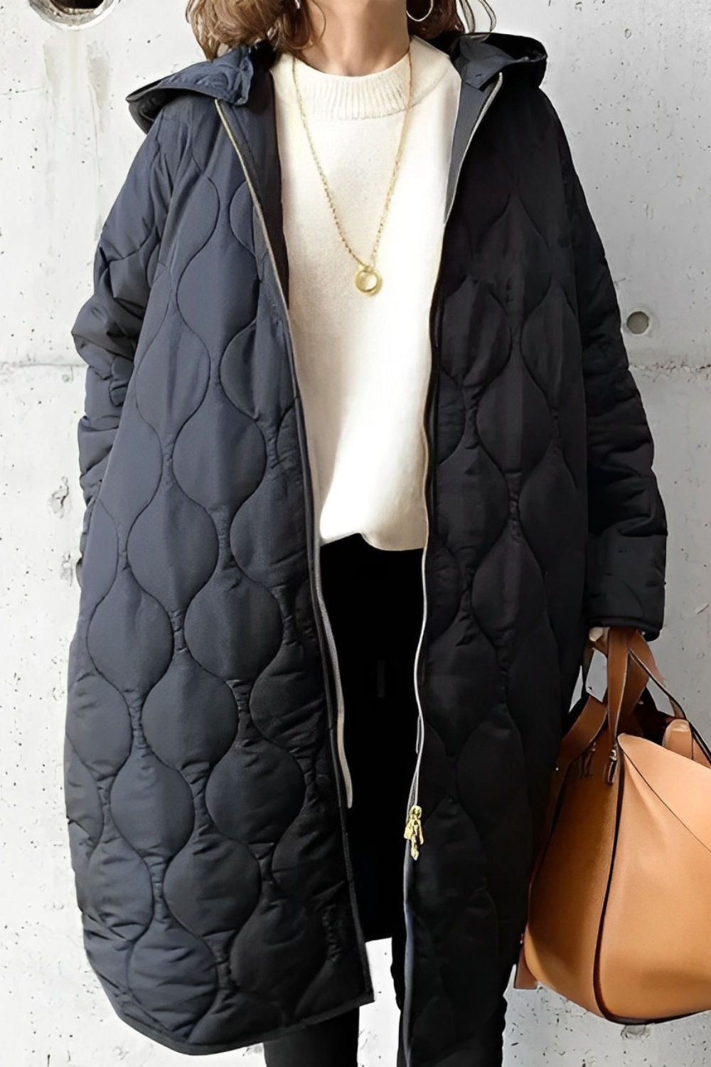 Insulated Women's Winter Jacket with Stylish Rhombus Pattern