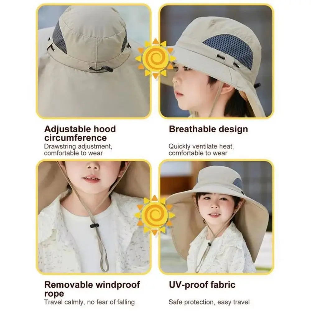 Adjustable Kids' Sun Hat with Cooling Fan and UV Protection