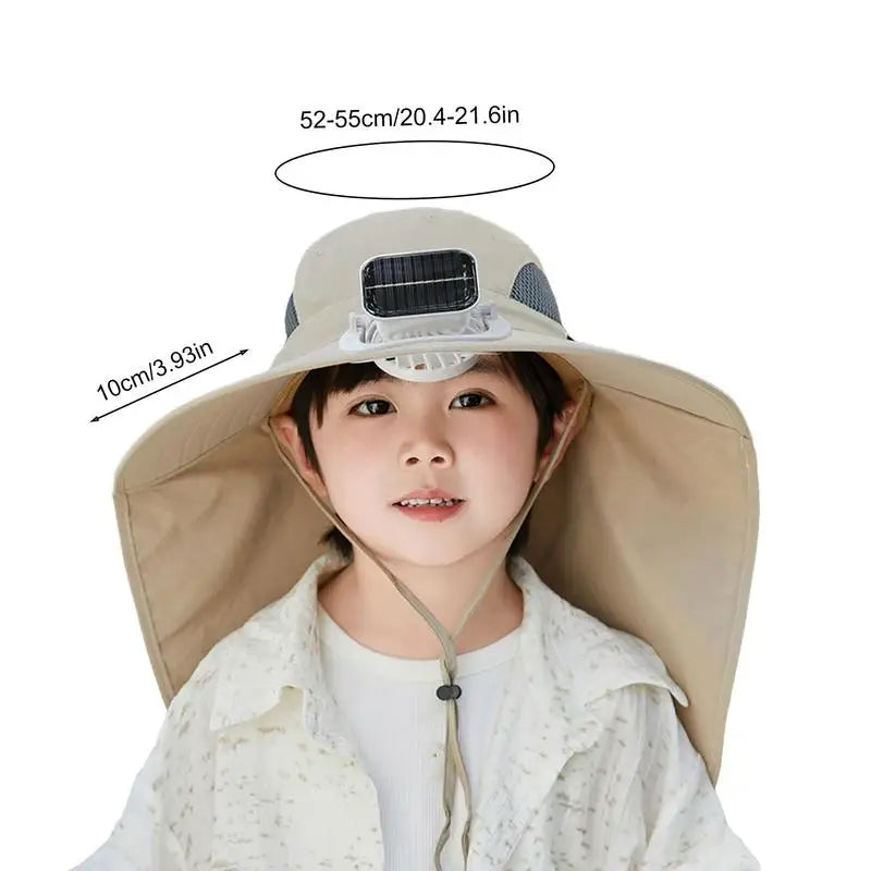 Adjustable Kids' Sun Hat with Cooling Fan and UV Protection