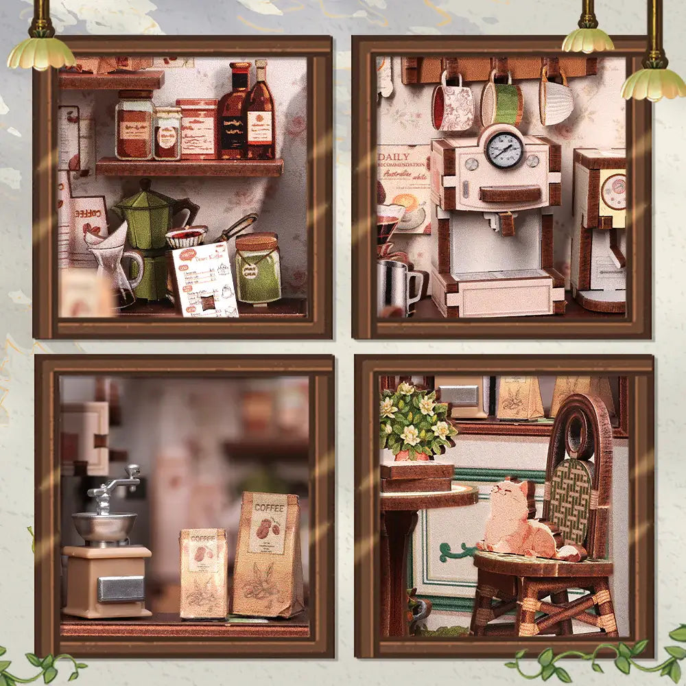 Sunny Café DIY Miniature Model Kit with LED Lighting
