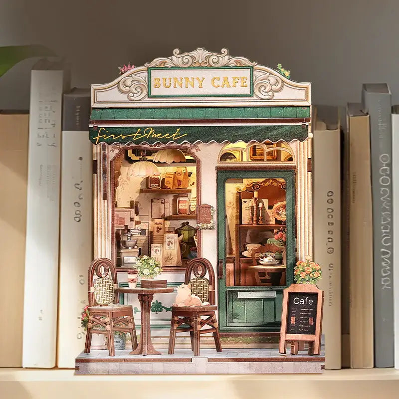 Sunny Café DIY Miniature Model Kit with LED Lighting