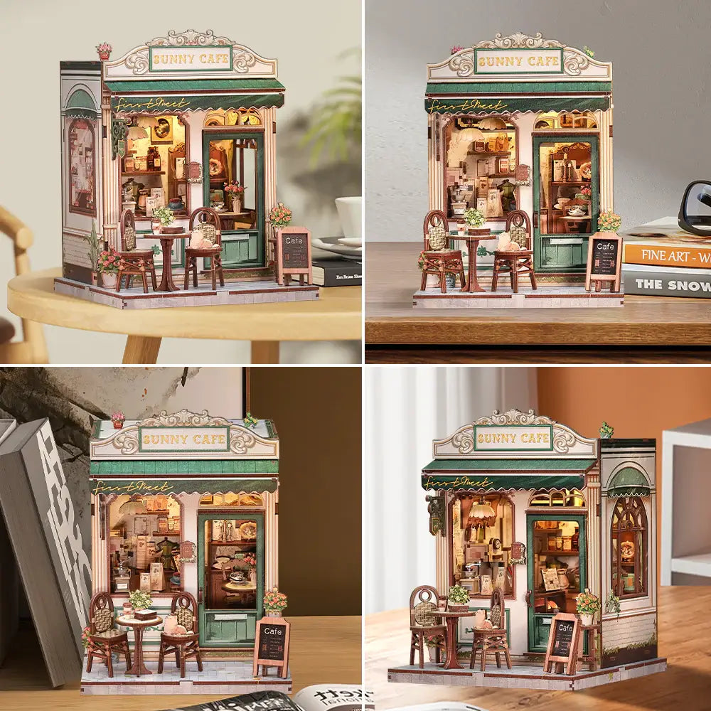 Sunny Café DIY Miniature Model Kit with LED Lighting
