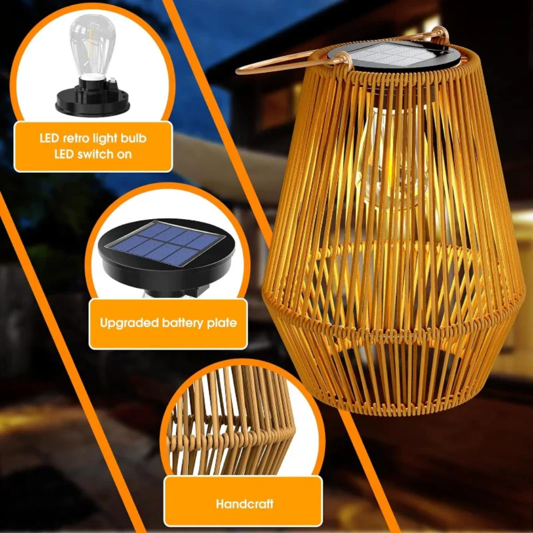 Handmade Waterproof Solar Rattan Garden Lantern