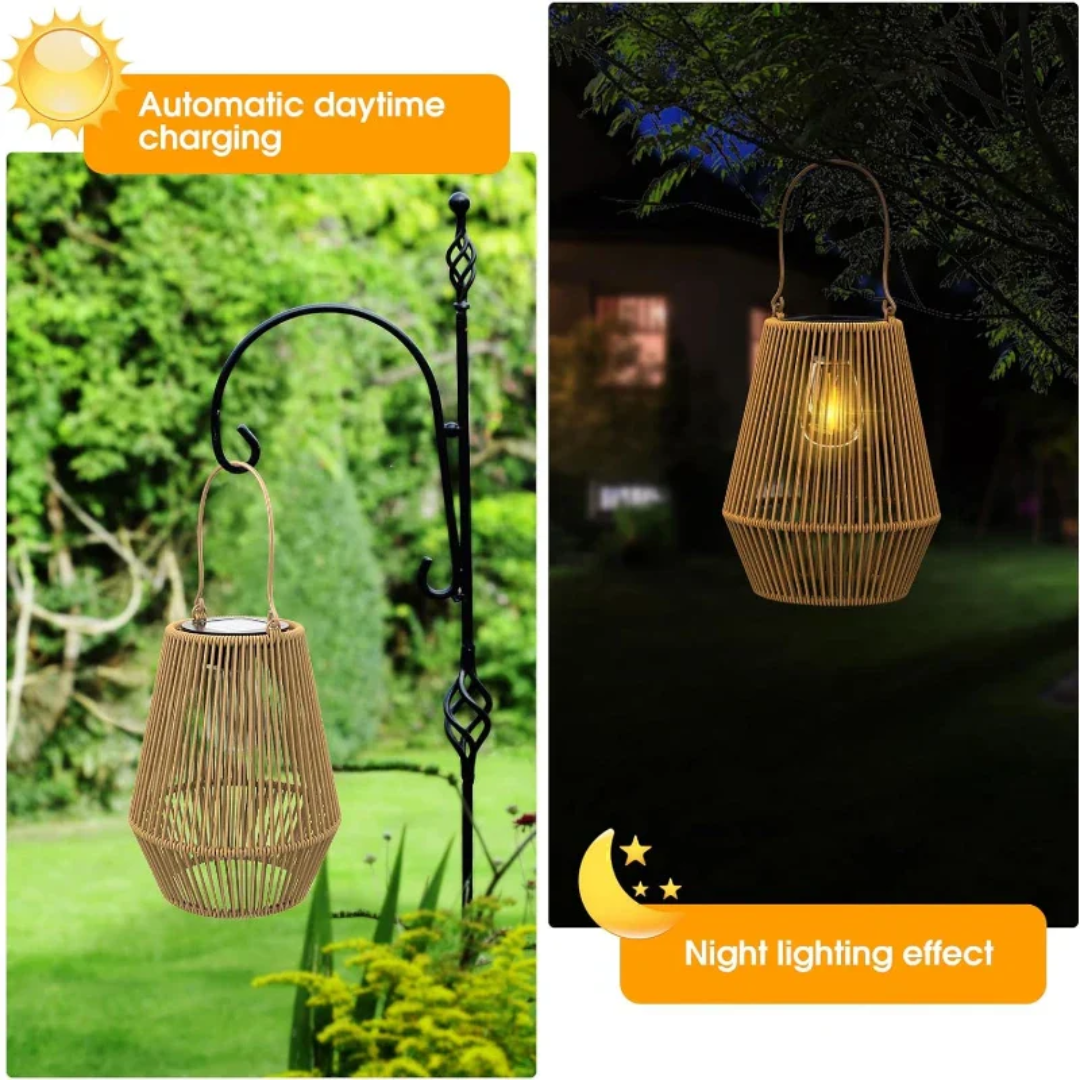 Handmade Waterproof Solar Rattan Garden Lantern