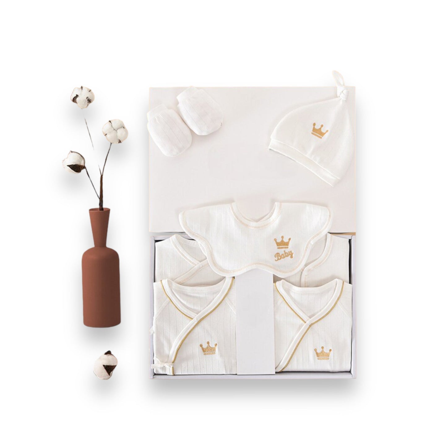 Newborn Baby Gift Set with Bodysuits, Blanket, Hats, and Soft Toys