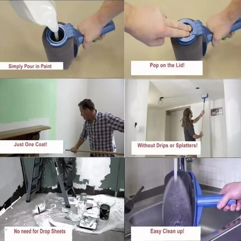 Self-Priming Paint Roller with Ergonomic Design
