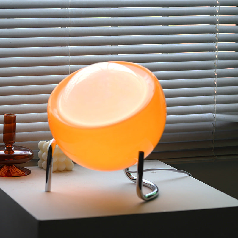 Vintage Bauhaus Medieval Table Lamp with Glass Shade