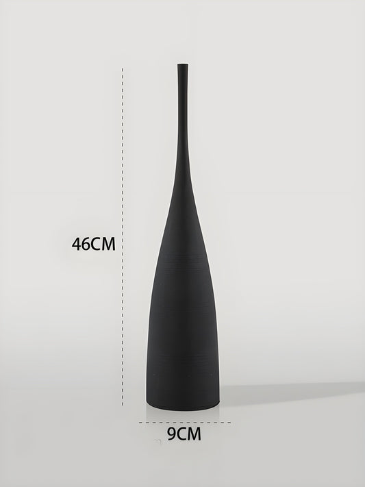 Minimalist Handcrafted Ceramic Zen Vase with Black-and-White Design