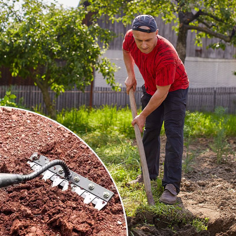 Versatile Carbon Steel Lawn Rake with Interchangeable Heads