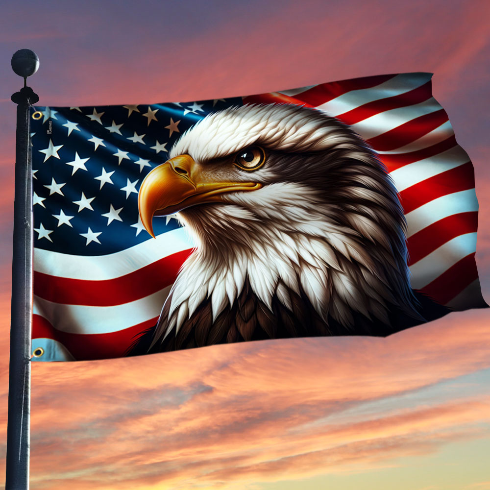 Patriotic Eagle Canvas Grommet Flag - Double-Sided, 3 Sizes Available